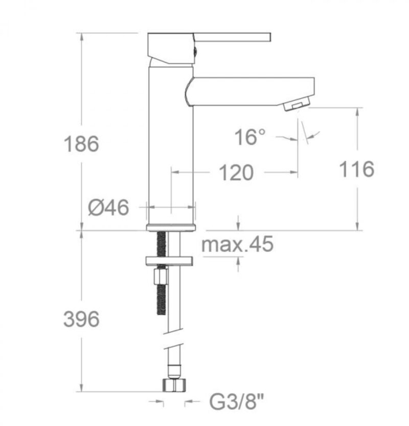 Washbasin mixer ramon soler drako, single, system c3 cold opening 33a300847 vipex