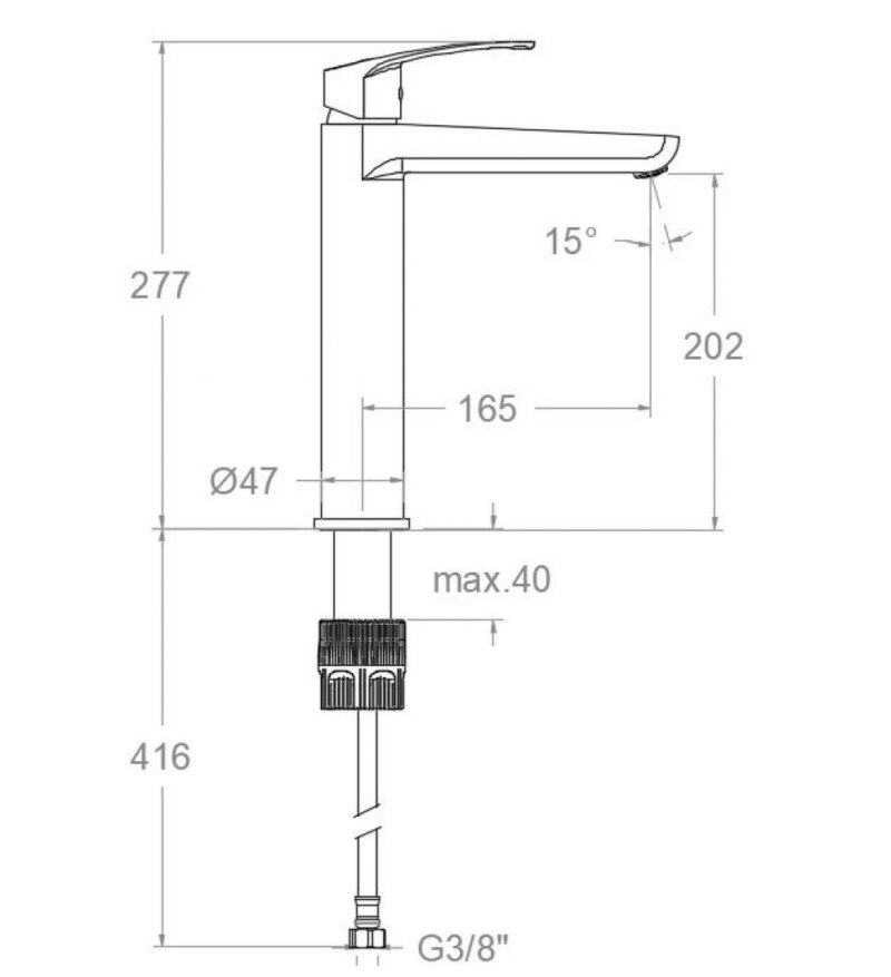 Washbasin mixer ramon soler new fly, tool free, tall single-handle faucet, chrome 57a306083 vipex