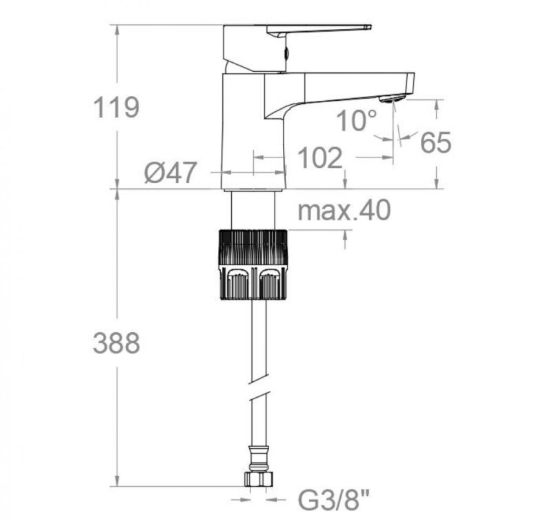 Washbasin mixer ramon soler titanium, tool free, single-handle, with c3 cold water opening system, chrome 18a305349 vipex