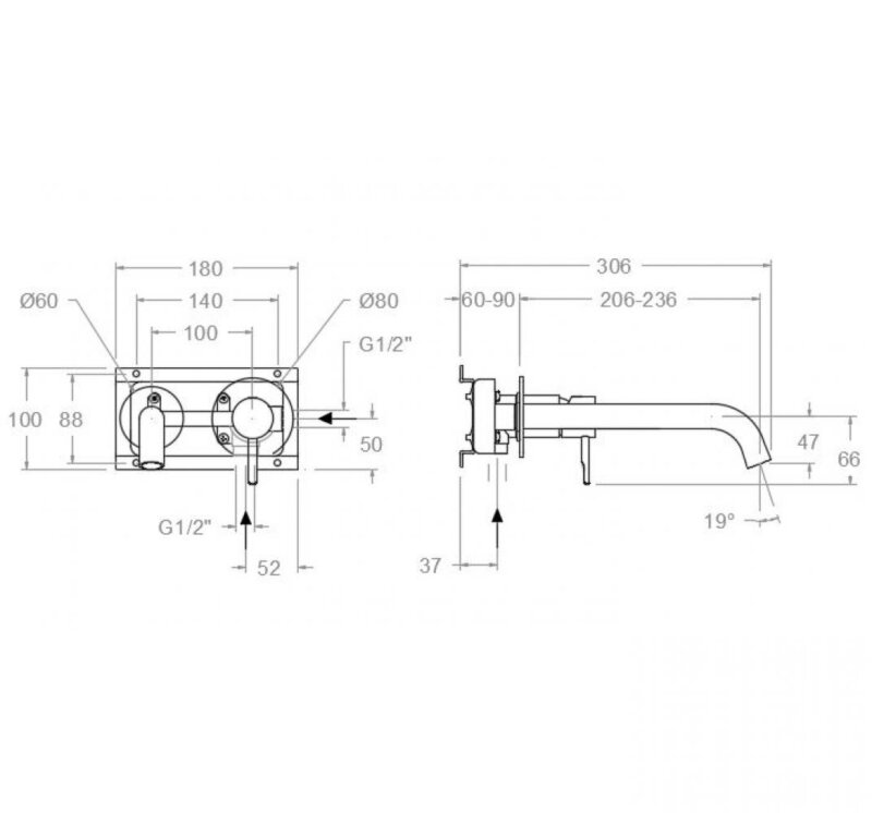 Washbasin mixer ramon soler odisea, with 24 cm spout, chromed 39a307432 vipex