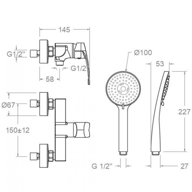 Смеситель для душа ramon soler new fly, однорычажный, хром 57d303576 vipex