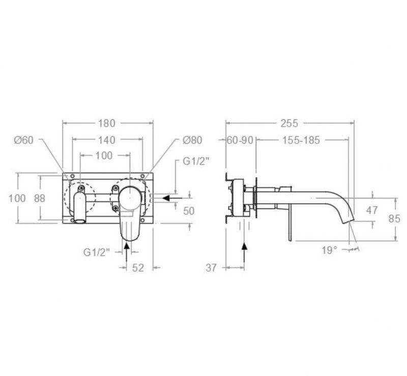 Washbasin mixer ramon soler alexia, with 19 cm spout, chromed 36a300360 vipex