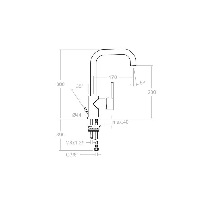 Washbasin mixer ramon soler drako, chromed, single lever with swivel spout 33a301604 vipex