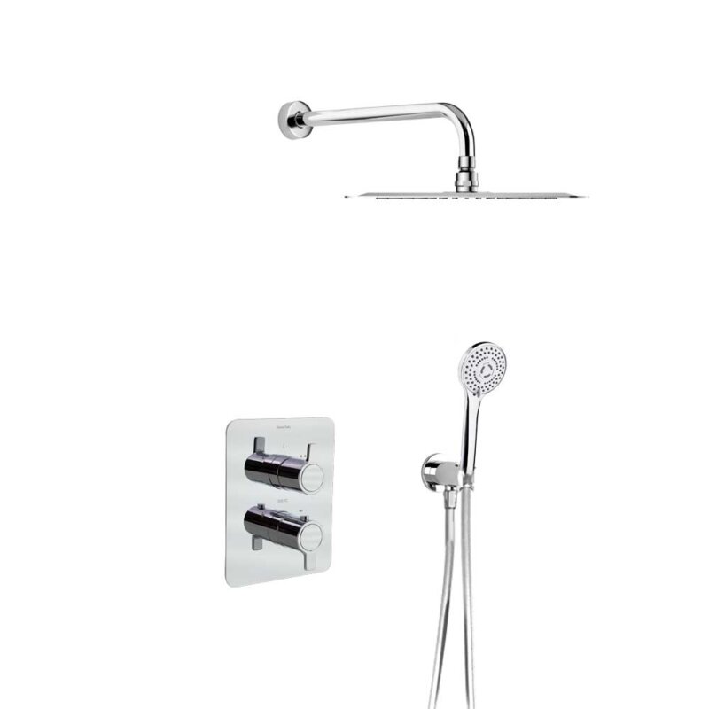 Shower set ramon soler blautherm, thermostatic single lever, hand shower, and 250 mm metal shower head, chrome 94d302551 vipex