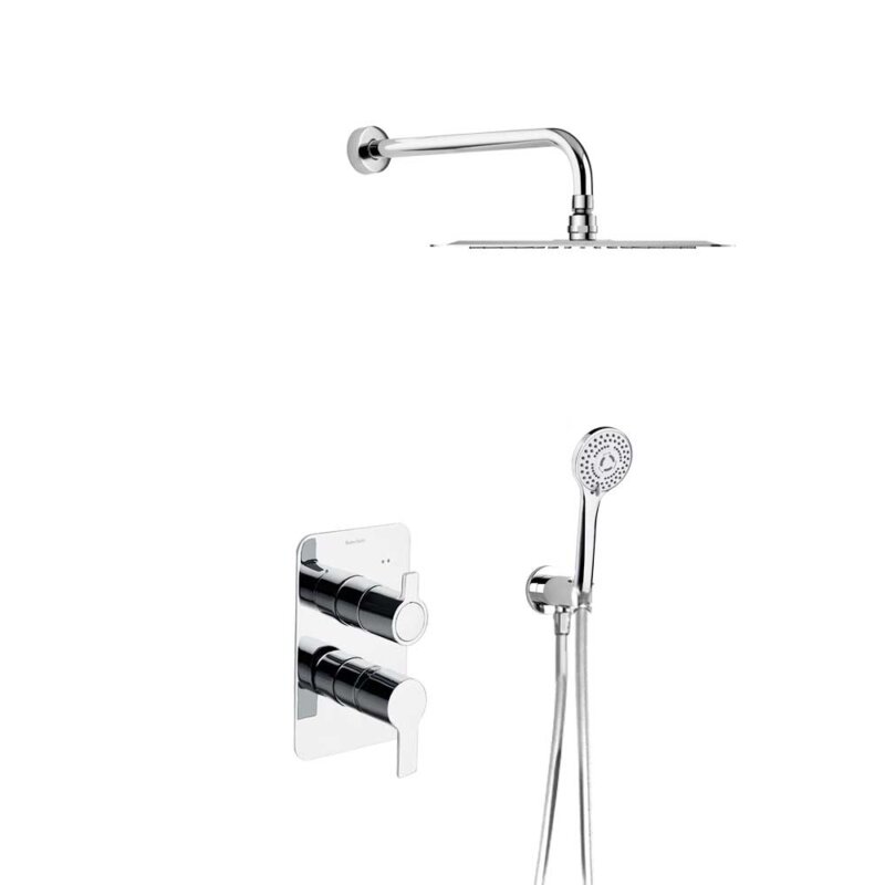 Shower set ramon soler blautherm, single lever 2-way concealed mixer with hand shower and metallic ø250 mm shower head, chrome 94d302556 vipex