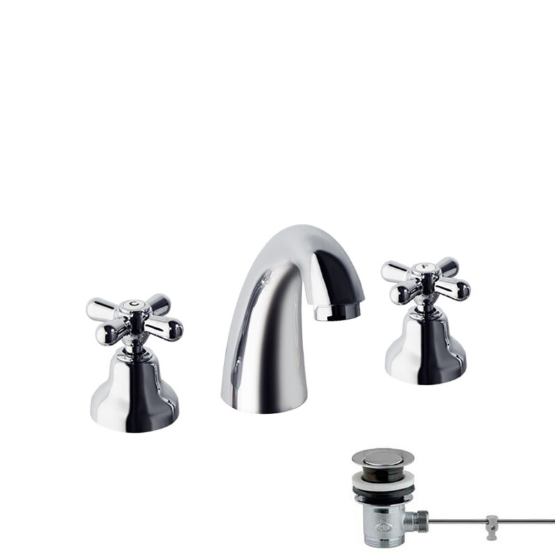 Washbasin mixer ramon soler gaudi set deck mounted with shaft for pop-up waste. Ref. 1167 brass 261866 vipex