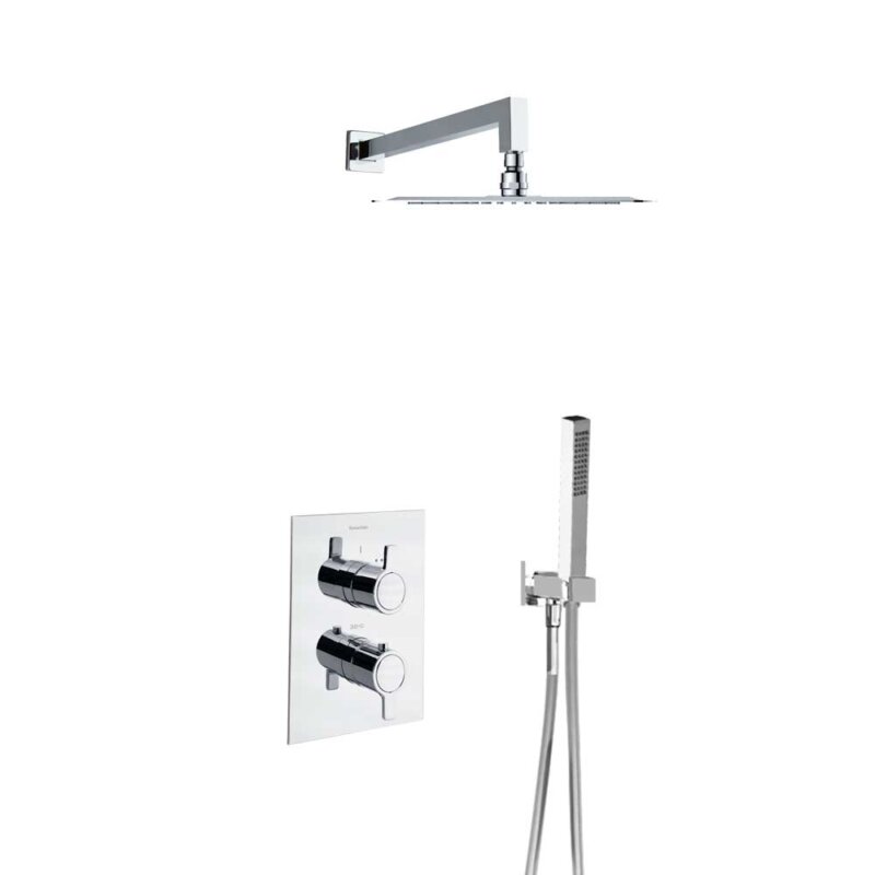 Shower set ramon soler blautherm, thermostatic single lever, hand shower, and 225x225 mm metal shower head, chrome 94d302553 vipex