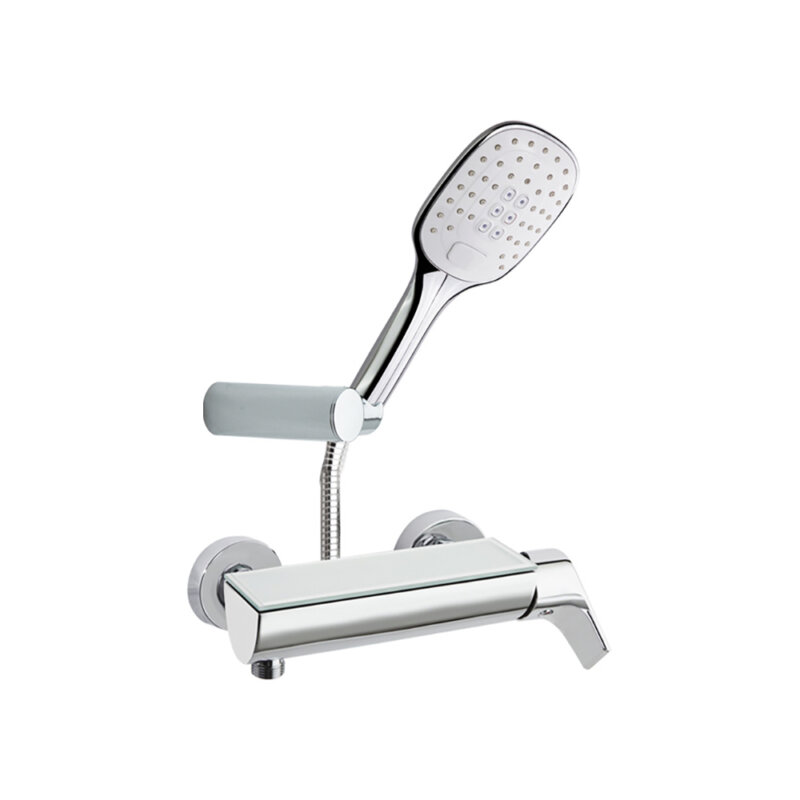 Shower/bath mixer set ramon soler urban chic with k3 shower kit and safety glass, chrome 21d302410 vipex