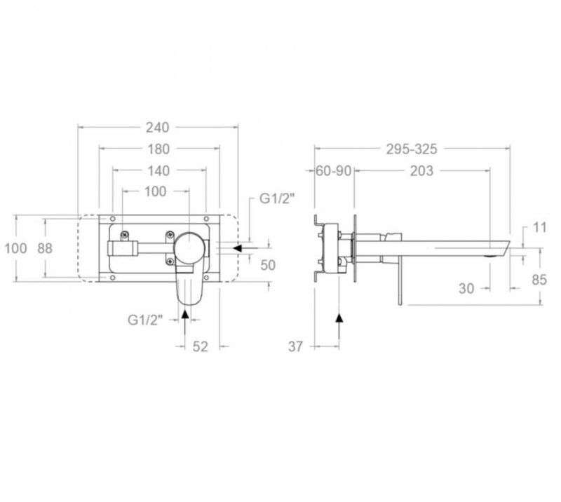 Washbasin mixer ramon soler alexia, with ultraslim metallic plate, chromed 36a300589 vipex