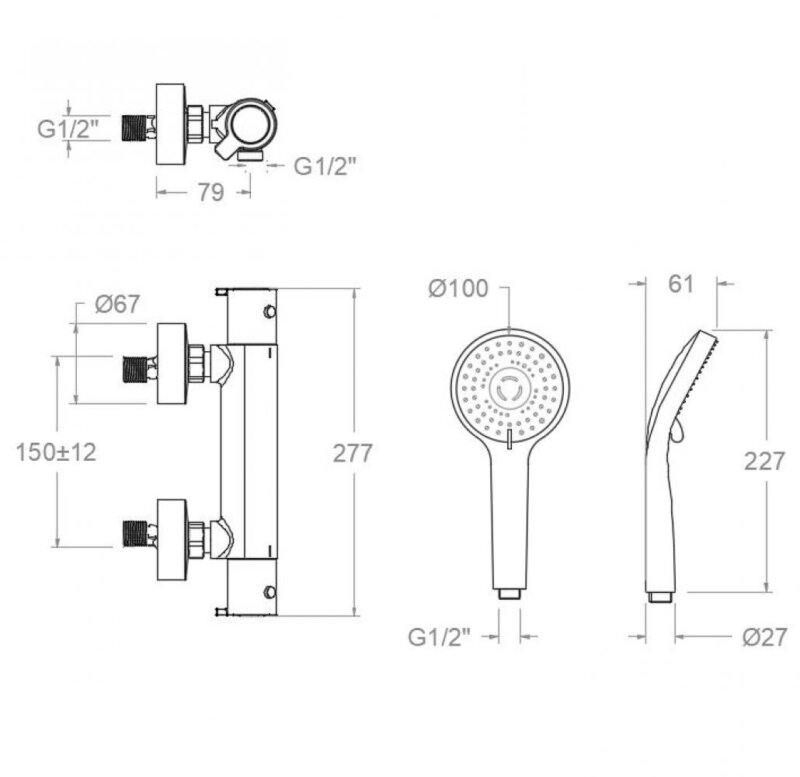 Shower set ramon soler blautherm, thermostatic, bt system, matte black 94d307783 vipex