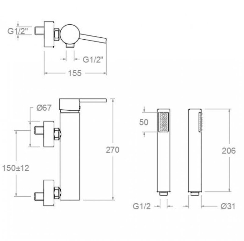 Shower set ramon soler drako, chrome-plated, shower mixer with shower kit 217084 vipex