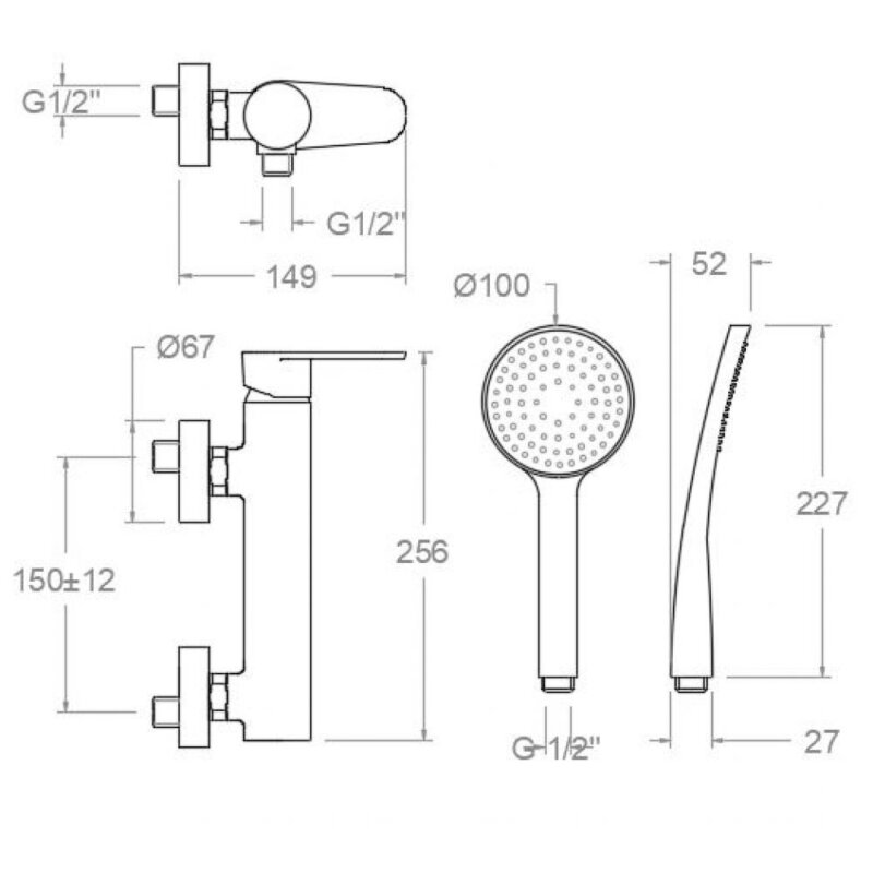 Shower set ramon soler alexia, shower mixer, chrome-plated 36d300631 vipex