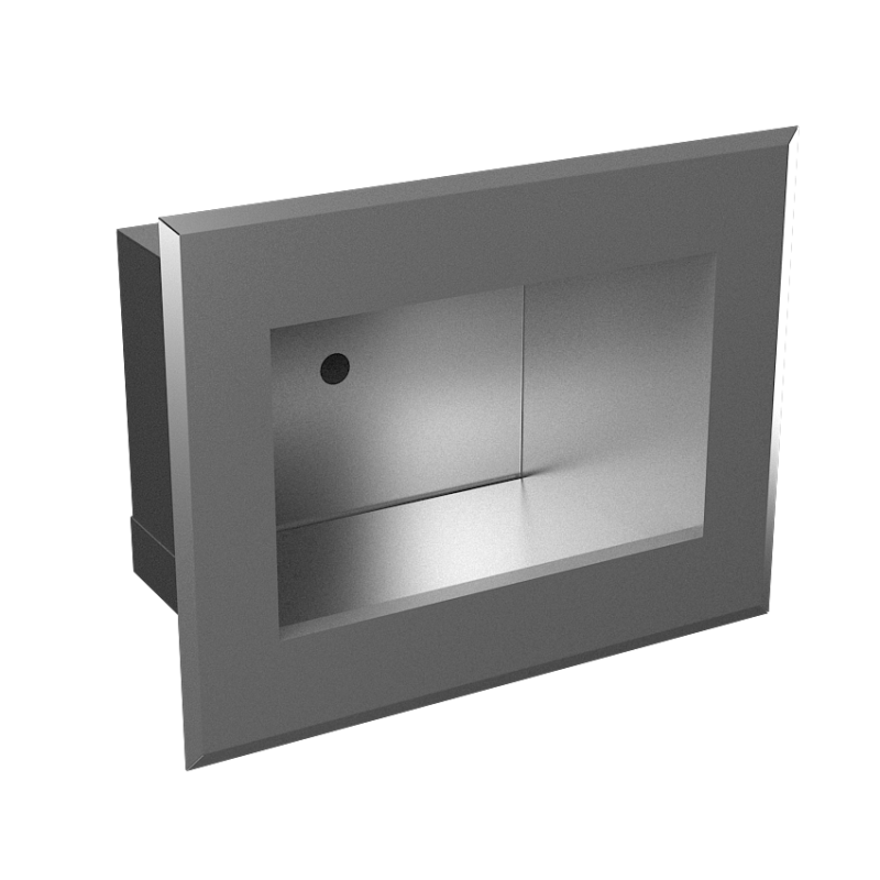 Vandal-proof stainless steel automatic recessed washbasin, for cold and hot water, with thermostatic valve, 24 v dc vipex