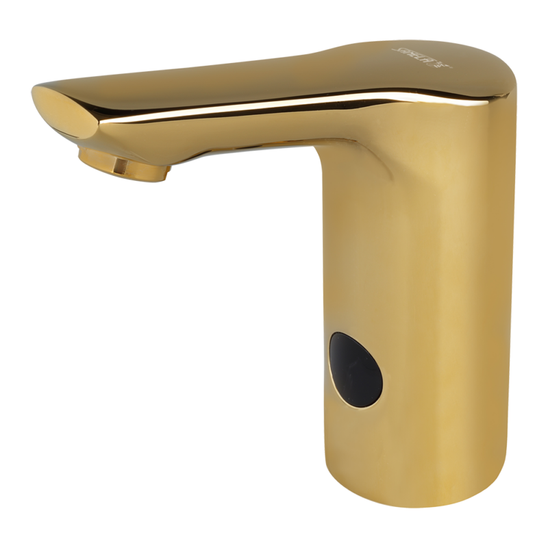 Automatic washbasin tap for cold and hot water, gold, 24 v dc vipex