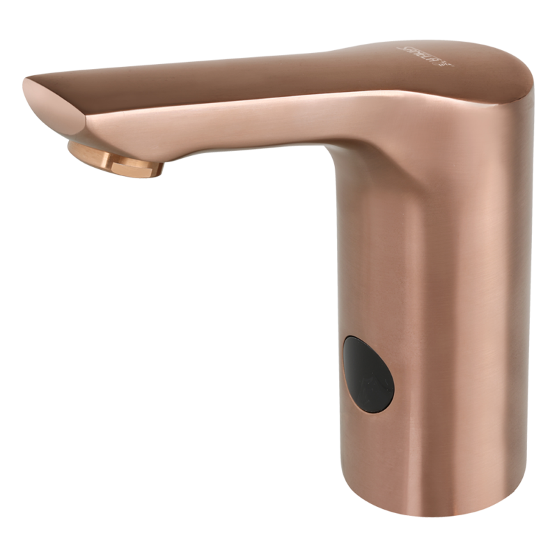 Automatic washbasin tap for cold and hot water, rose gold matt, 6 v vipex