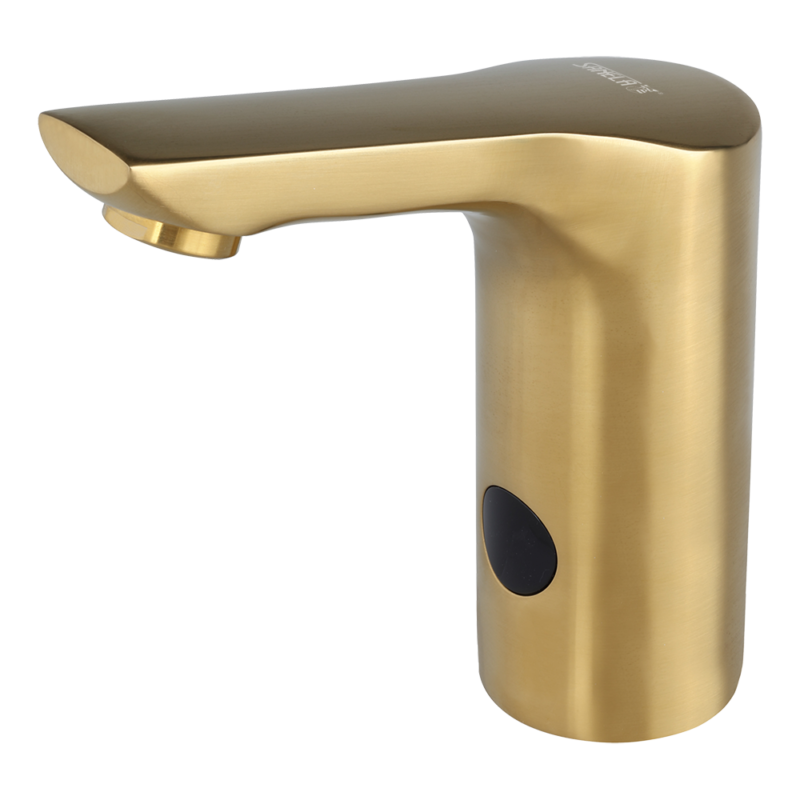 Automatic washbasin tap for cold and hot water, gold matt, 6 v vipex