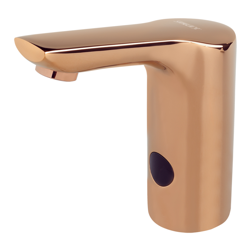 Automatic washbasin tap for cold and hot water, rose gold, 24 v dc vipex