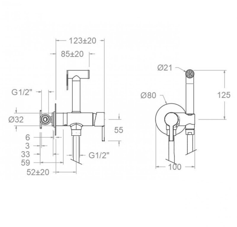 Настенный комплект биде-душ ramon soler wc magnet 336801wc, хром vipex