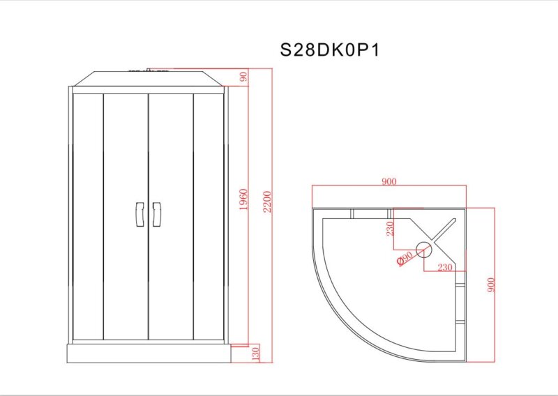 Душевая кабина harma dk0p1 90x90x215см, низкое основание, с крышей (4 шт. ) vipex