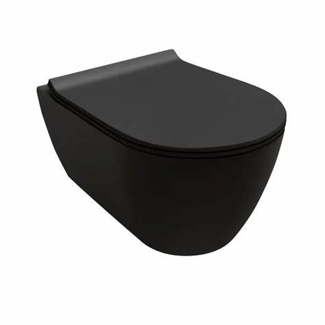 Подвесной унитаз hatria fusion без ободка без боковых отверстий, матовый черный - a1y1cc02 vipex