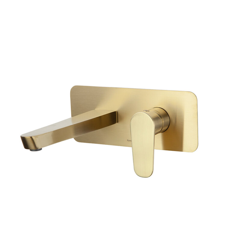 Washbasin mixer ramon soler alexia 3620oc brushed gold wall-mounted with ultraslim metal plate vipex