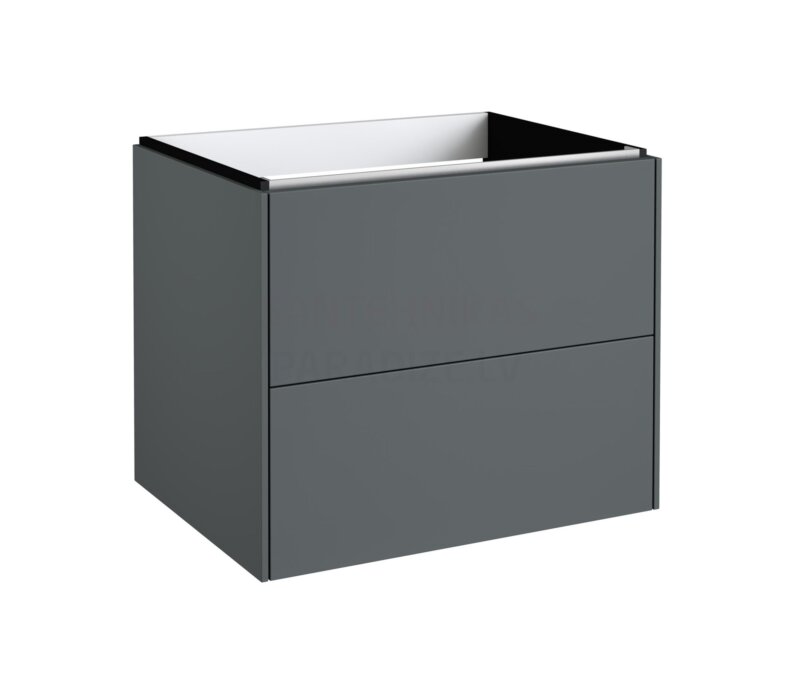 Kame d-line basin cabinet without basin, 2 drawers, matte gray, 500x600x450mm vipex