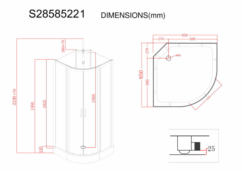 Shower cabin harma malta 85x85x225cm vipex