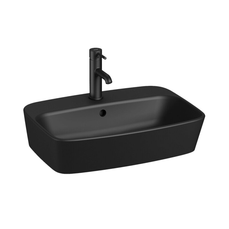 Jika lyra plus h8183827161041 pinnapealne valamu, ülevooluga, segisti platvormi ja segistiauguga, matt-must vipex