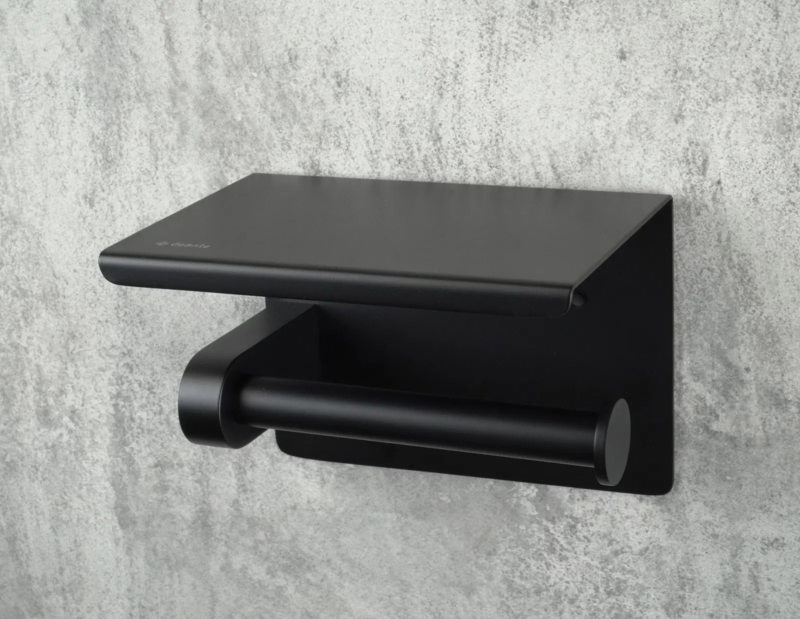 Deante round seinale paigaldatav wc-paberihoidja riiuliga, matt must 133×100×105 mm adr_n221 vipex