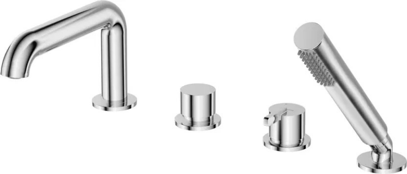 Deante silia bath mixer, 4-hole, with shower set bqs_014m chrome vipex