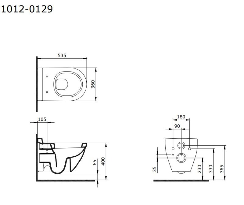 Bocchi taormina arch 1012 seinään asennettava wc-istuin; valkoinen vipex